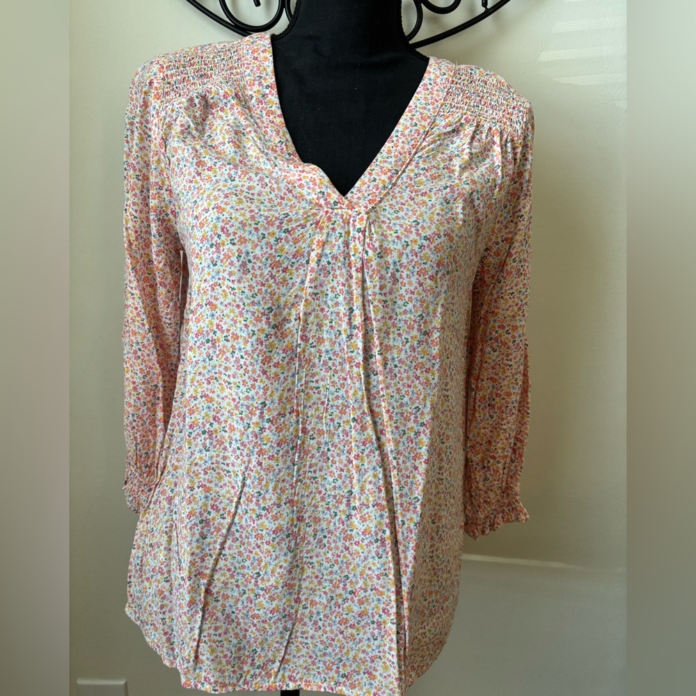 Cynthia Rowley Multicolor Floral V-Neck Blouse
